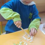 Uczniowie poznają warzywa.